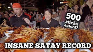 INSANE SATAY EATING Record ft RandySantel  CLOSE TO 500 STICKS EATEN at Lau Pa Sat Singapore [upl. by Benco]