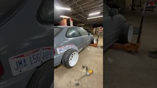 108 offset 16x10s going on a 98 Honda Civic stance static cambergang [upl. by Tinor]