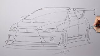 Como desenhar um Lancer Evolution X Passo a passo narrado [upl. by Tade]