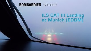 CRJ900 ILS CAT III landing at MUC  Cockpit View [upl. by Ivers]