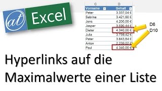 Excel  692  Dynamischer Hyperlink auf größte Werte einer Liste [upl. by Norry]