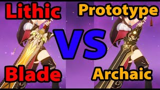 LITHIC BLADE VS PROTOTYPE ARCHAIC LVL 90 Comparison  Genshin Impact [upl. by Edac]