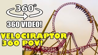 VR 360 Velociraptor AWESOME Launched Roller Coaster 360 Degree POV IMG Worlds Dubai UAE [upl. by Anders120]