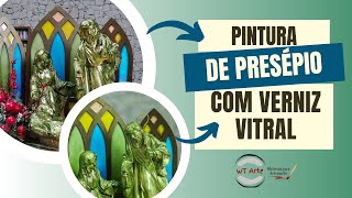 Pintura de Presépio de Natal com Altar em MDF  Usando verniz vitral [upl. by Maurilla730]