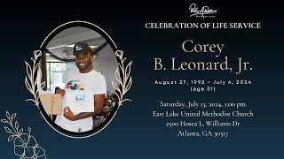 Celebrating The Life amp Legacy of Corey B Leonard Jr [upl. by Maurilla166]