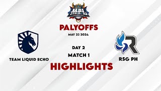 LIQUID ECHO VS RSG PH  HIGHLIGHTS  MPL PH S13  GAME 1  BAHASA  Playoffs Day 2 [upl. by Ogram501]