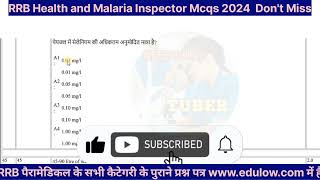 RRB Health and Malaria Inspector Mcqs 2024 to your exam success [upl. by Ahsoym411]