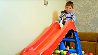 Kids playing ride on Slide with Balls Learn Colours [upl. by Beatty88]