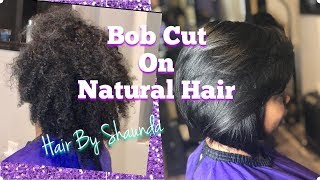 Bob cut on naturally curly hair  salon cass hair by Shaunda [upl. by Braden]