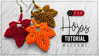 Hojas Otoño » 🍁 tutorial  como hacer aros con maple de hilo  diy ● Earrings 216 [upl. by Lynett744]