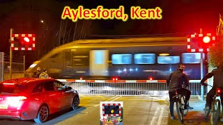 Peaktime trains at Aylesford Level Crossing Kent [upl. by Calen975]