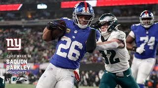 Saquon Barkleys best plays in 2TD game  Week 18 [upl. by Onitnatsnoc177]