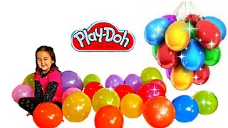 PLAYDOH BALLOON POP Kids Fun Challenge Surprise Learning Rainbow Color Videos Kids Balloons Toys [upl. by Adni]