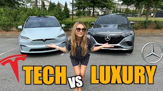 Mercedes EQS SUV vs Tesla Model X [upl. by Ahusoj]