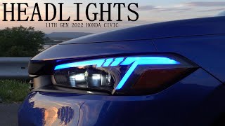 Sequential Headlights for the 11th Gen 2022 Honda Civic amp Blue gets a new lip [upl. by Petr]