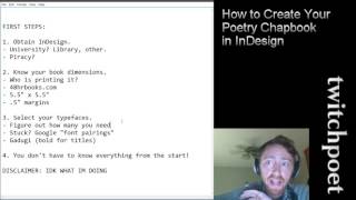 How To Create Your Poetry Chapbook in InDesign  PT 1 [upl. by Torres]