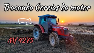 como trocar a correia do motor MF 4275 [upl. by Rheba534]