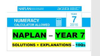 NAPLAN – YEAR 7 NUMERACY calc 2016 10Qs [upl. by Alilak]