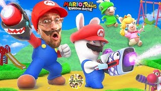 SUPER HERO MARIO vs PLAYGROUND RABBIDS Skit FGTEEV plays Mario  Rabbids Kingdom Battle Switch [upl. by Mastat63]