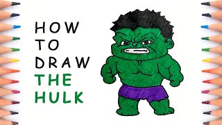 How to draw a cartoon Hulk Incredible Hulk in 4 minutes [upl. by Bran]