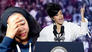 Cardi B gets DRAGGED For illiterate Kamala Harris Rally Speech  Reaction [upl. by Yelah79]