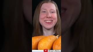 ASMR CORN DOG RACE MUKBANG shorts mukbang [upl. by Ahtinak490]