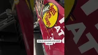 Here is how NASCAR race cars are secured in the hauler NASCAR hauler [upl. by Yvette]