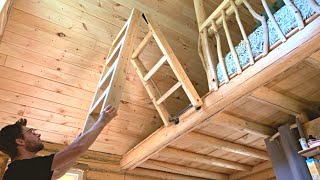 Building A Log Cabin  Ep 61  We made a folding ladder for the mezzanine  Canoe camping [upl. by Ramso]