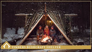 TIMBER BUSHCRAFT SHELTER  Mors Kochanski Inspired [upl. by Bambie449]