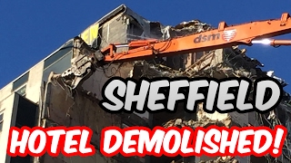 Demolition of a Sheffield hotel built in 1966  the Grosvenor Hotel Sheffield [upl. by Nabois]