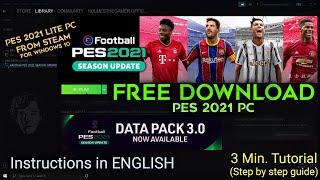 How to Install eFootball PES 2021 in PC for free  Full English Tutorial  Windows 10 Football Game [upl. by Adnert147]