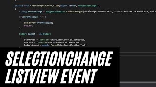 Using the Selection Changed Event in a WPF Listview to Select Budgets Modern WPF Desktop App Part 12 [upl. by Mail]