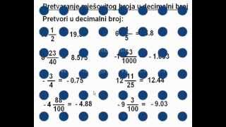 Pretvaranje mješovitog broja u decimalni broj cjelina Racionalni brojevi 7 razred [upl. by Tisbe]
