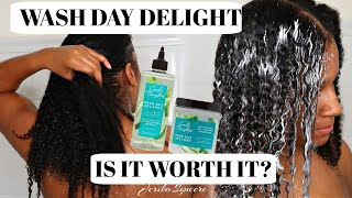 CAROLS DAUGHTER WASH DAY DELIGHT REVIEW  ALOE SHAMPOO amp CONDITIONER [upl. by Tabby]