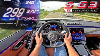 NEW Mercedes AMG S63 E PERFORMANCE  TOP SPEED on AUTOBAHN [upl. by Ryann247]