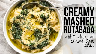 creamy mashed rutabaga with olive oil lemon and herbs [upl. by Nevanod]