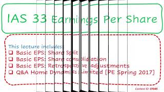 Lecture  CAF 1 Financial Accounting amp Reporting I  IAS 33 Earnings Per Share CF045 [upl. by Delaine]