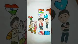 India 🇮🇳 America 🇱🇷 Somalia 🇸🇴  Independence Day Drawing art ashortaday ytshorts [upl. by Astra]