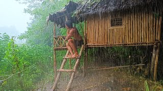 MENGINAP DI RUMAH BAMBU TENGAH HUTAN HUJAN DERAS BERBURU SAYURAN HUTAN [upl. by Clio]