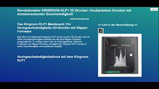 Revolutionärer KINGROON KLP1 3D Drucker Hochpräzises Drucken mit atemberaubender Geschwindigkeit [upl. by Nakashima]