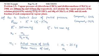 Vapour pressure of chloroform CHCl3 and dichloromethane CH2Cl2 at 298K are 200mm Hg and 415mm Hg [upl. by Latsirc513]