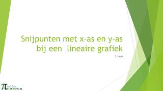 Snijpunten met x as en y as bij een lineaire grafiek vwo 3 [upl. by Nauhs]