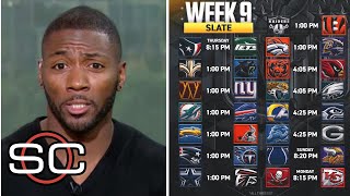 ESPN breaks NFL Week 9 Colts vs Vikings Bucs vs Chiefs Dolphins vs Bills Cowboys vs Falcons [upl. by Kermie]