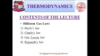 Thermodynamics II Various Gas Laws II Boyles  Charles Gay lussac Regnaults Law II GTU II [upl. by Danieu868]