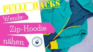 WendeZip Hoodie  Wendejacke  gefütterte Jacke nähen  Pulli Hacks  Nähanleitung  mommymade [upl. by Atsejam]