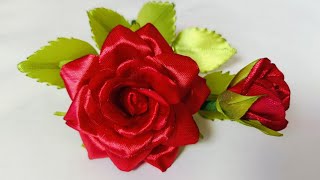 DIY Rose How To Make Satin Ribbon Rose FlowersTutorial Ribbon Flowers [upl. by Warren297]