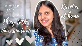 Shiny silky hairs🌸without using shampoo conditioner Hair Spa at home  karetine treatment [upl. by Gray]