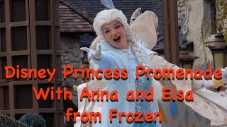 Disney Princess Promenade with Anna and Elsa from Frozen Christmas 2014 Disneyland Paris [upl. by Yursa]