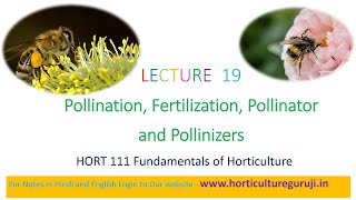 HORT111 Lecture 19 Pollination Fertilization Pollinators and Pollinizer  परागण और निषेचन [upl. by Lowney409]