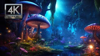 Enchanted Mushroom Forest Ambience Relaxing Music Nature Sounds amp Trickling Water [upl. by Heymann]